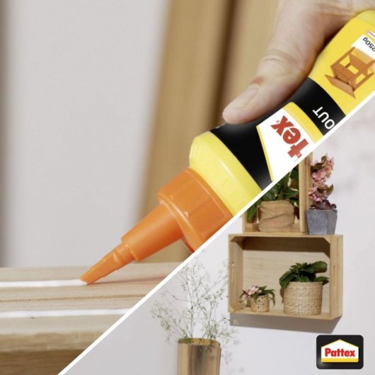 Pattex Express Wood Glue Pva 750 G (biberón) Para Encolado Rápido De Madera D2 En 204, Transparente Al Secar, Resistencia Final Alta