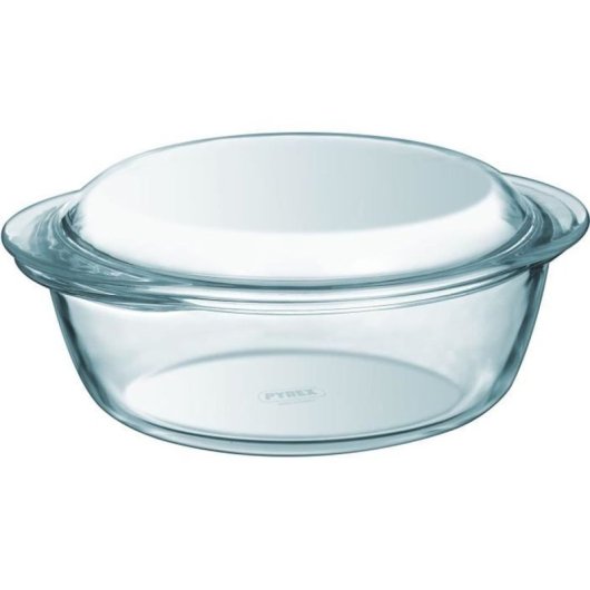 Pyrex Classic Redonda De Vidrio Borosilicato Con Tapa 3,2 L. Cazuela Transparente Apta Para Horno, Microondas, Congelador Y Lavavajillas, Resistente A -40°c/+350°c