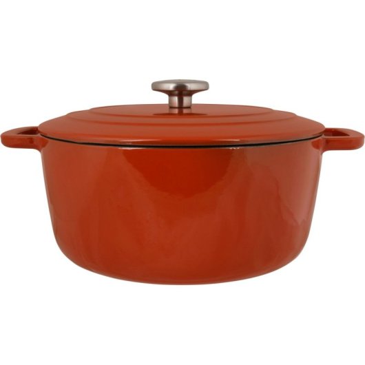 Cosy & Trendy Fontestic Cacerola De Hierro Fundido Esmaltado Ø28 Cm 6,15 L (rouille) Con Tapa Con Goteros, Apta Para Inducción Y Horno Hasta 200 °c