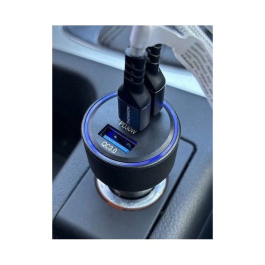 Thomson Cargador De Coche 60w Gan: 2x Usb-c Pd 30w + 1x Usb-a Qc 3.0, Compatible 12v/24v, Negro, Carga Simultánea