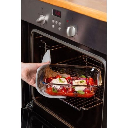 Pyrex Cook & Go Set De 7 Recipientes De Vidrio Borosilicato Con Tapas Herméticas Azules A Prueba De Fugas, Apto Horno Sin Tapa, Microondas Sin Tapa, Congelador Y Lavavajillas