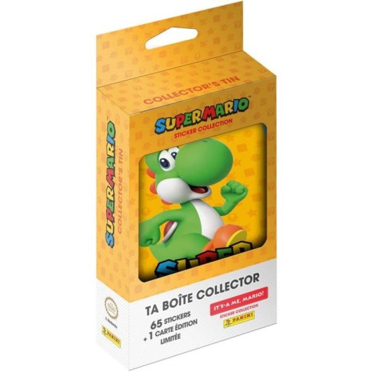 Boîte à Collectionner Panini Super Mario 2 Métal 13 Sachets 65 Stickers 1 Carte Mario