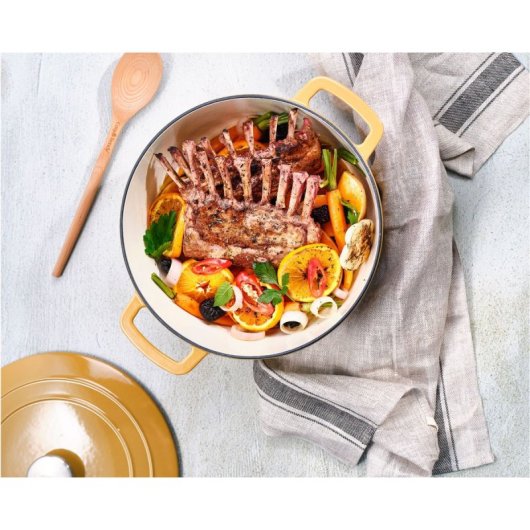 Cosy & Trendy Fontestic Cocotte De Hierro Fundido Esmaltado Ø28 Cm 6,15 L Ámbar, Interior Blanco, Tapa Con Gotas, Apta Para Todas Las Cocinas E Ideal Al Horno Hasta 200 °c