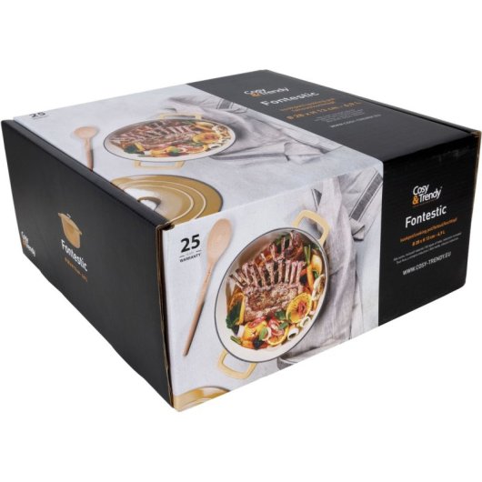 Cosy & Trendy Fontestic Cocotte De Hierro Fundido Esmaltado Ø28 Cm 6,15 L Ámbar, Interior Blanco, Tapa Con Gotas, Apta Para Todas Las Cocinas E Ideal Al Horno Hasta 200 °c