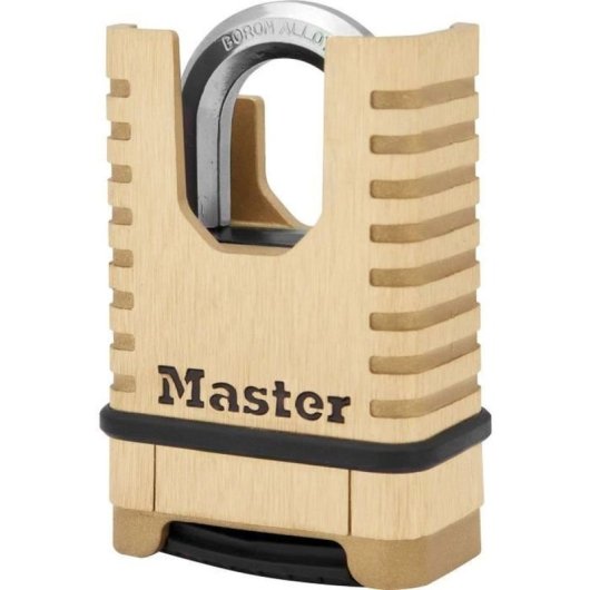 Candado De Combinación Programable Master Lock Excell M1177eurd, 4 Dígitos, Cuerpo De Latón Macizo 58 Mm, Grillete Oculto De Aleación De Boro, Resistente Al Agua Y Alto Corte