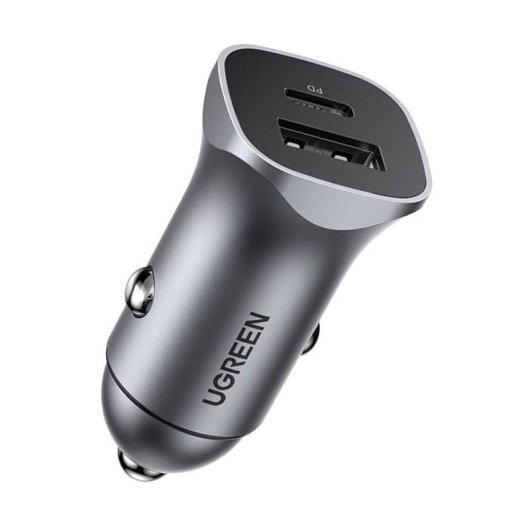 Ugreen Cd130 Cargador Coche 30w Usb-c + Usb-a Con Pps Y Pd 3.0, Qc 3.0, Aluminio, 12-24 V, Carga Doble, Protección Contra Sobrecalentamiento