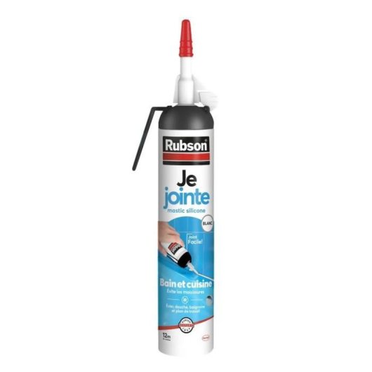 Rubson Silicona Sanitaria Antimoho Blanca 200 Ml, Cartucho Para Juntas Baño Y Cocina, Elástica Y Resistente Al Agua, Fácil Aplicación Sin Pistola, Compatible Con Múltiples Materiales