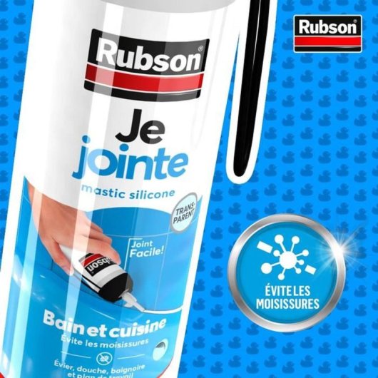 Rubson Silicona Sanitaria Antimoho Blanca 200 Ml, Cartucho Para Juntas Baño Y Cocina, Elástica Y Resistente Al Agua, Fácil Aplicación Sin Pistola, Compatible Con Múltiples Materiales