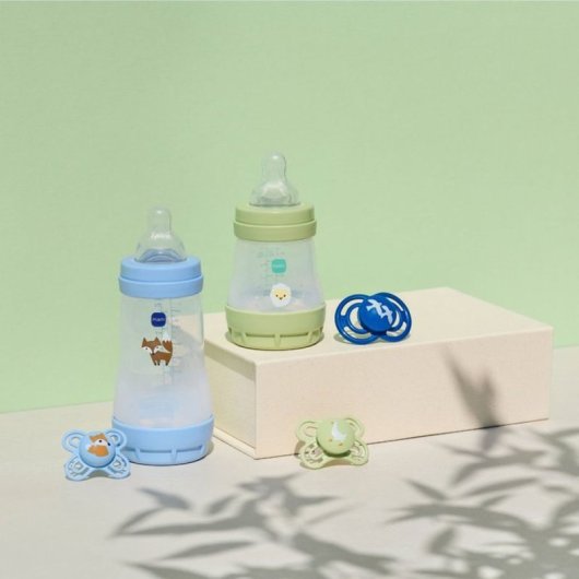 Mam Easy Start Biberón Anticólico 260 Ml Pack 2 Flow 2 Ocean & Sable, Tetina De Silicona Suave, Base Ventilada Anti-colic, Auto-esterilizable Microondas, Sin Bpa
