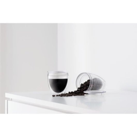 Bodum Pavina To Go Set 2 Vasos Térmicos Doble Pared Con Tapa Hermética 30 Cl, Plástico Transparente Sin Bpa, Aptos Lavavajillas