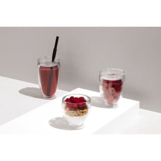 Bodum Pavina To Go Set 2 Vasos Térmicos Doble Pared Con Tapa Hermética 30 Cl, Plástico Transparente Sin Bpa, Aptos Lavavajillas