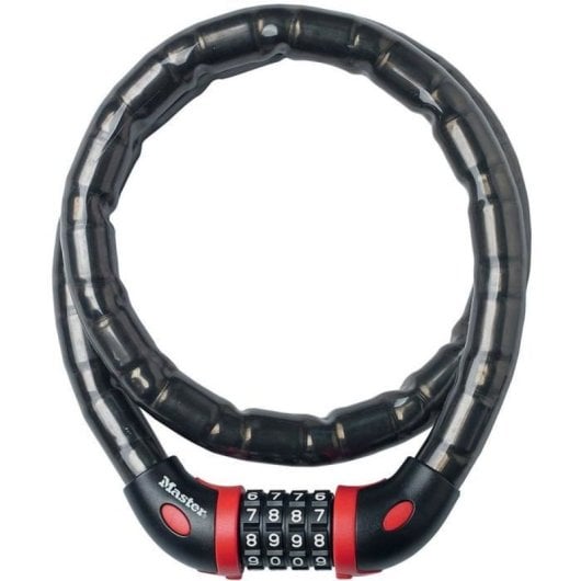 Master Lock Antivol De Cable Con Combinación 4 Dígitos 8226eurdpro, 1 M X 18 Mm, Núcleo De Acero Articulado Y Funda Vinilo, Negro, Seguridad Nivel 7
