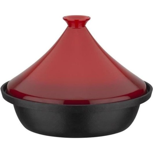 Tajín De Hierro Fundido Gsw 30x22 Cm Con Tapa De Cerámica Esmaltada, Compatible Con Inducción, Apto Para Horno Hasta 240 °c, Interior Con Picos, Rojo, Capacidad 2 L, 2 Piezas