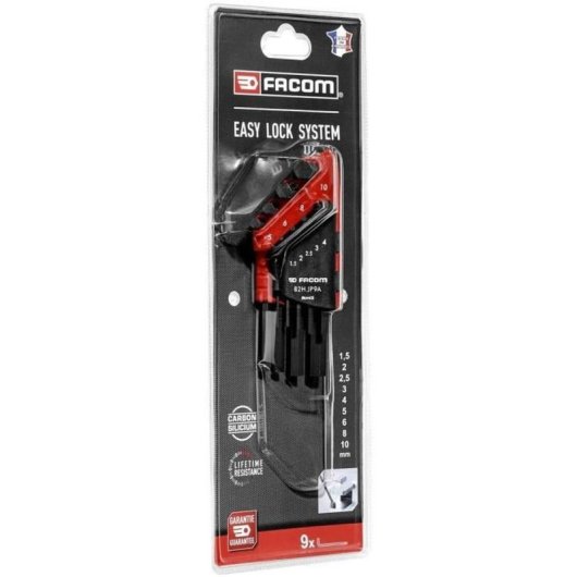 Facom 82h.jp9apb Juego De Llaves Allen En L Cortas 9 Piezas Métricas 1,5 A 10 Mm Acero Silicio-carbono Estuche Compacto Rojo