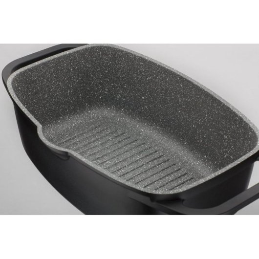 Gsw Gourmet Granit Cocotte Inducción 6 L Negro, Aluminio Fundido Con Antiadherente Multicapa Vitaflon Quarzit Sin Pfas Y Tapa Aroma Con Rejilla, Apta Para Horno Hasta 240 °c