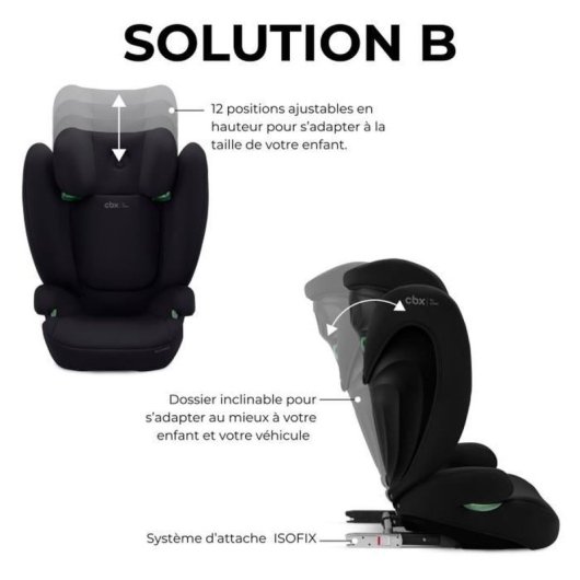 Cybex Solution B I-fix Booster Con Isofix Para Grupo 2/3, 3-12 Años 100-150 Cm, Protección L.s.p. Contra Impactos Laterales, Reposacabezas 12 Posiciones Y Funda Lavable