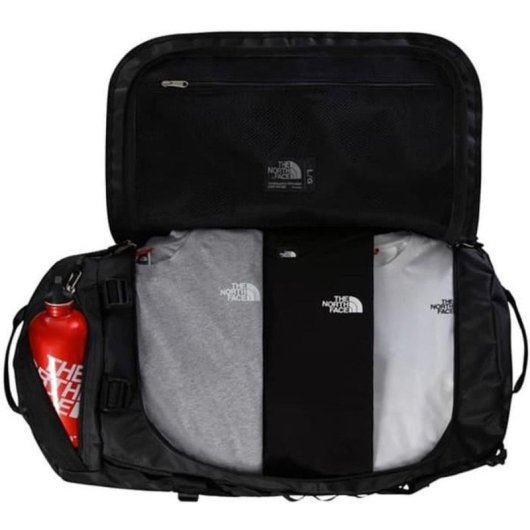 The North Face Base Camp Duffel L 95 L Negro, Bolsa De Viaje Y Deporte Convertible Con Correas Desmontables Y Ajustables, Apertura U Y Base Reforzada