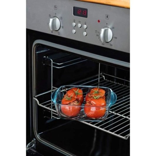 Pyrex Cook & Heat Fuente Cuadrada De Vidrio Borosilicato 20x17x6 Cm 1 L Con Tapa Hermética, 2 Válvulas De Vapor, Apta Microondas, Congelador Y Lavavajillas