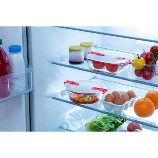 Pyrex Cook & Heat Fuente Cuadrada De Vidrio Borosilicato 20x17x6 Cm 1 L Con Tapa Hermética, 2 Válvulas De Vapor, Apta Microondas, Congelador Y Lavavajillas