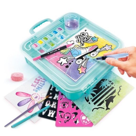 Canal Toys Art Lab Art 012 Maletín De Pinturas Acuarela Infantil Completo (6+): 6 Colores, 2 Pinceles, 3 Plantillas, 12 Hojas Y Guía