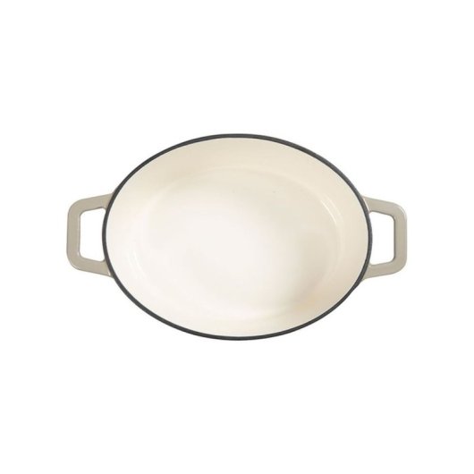 Livoo Mep129g Cacerola Ovalada De Hierro Fundido Esmaltado Beige 4,5 L, 29 X 22 Cm (interior), Apta Para Inducción Y Horno, Tapa Con Picots Autocalientes