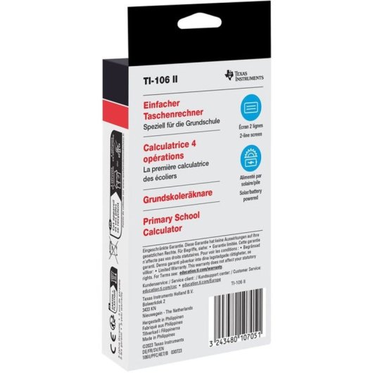 Calcolatrice Texas Instruments TI-106 II Blu 2 Linee Solare/Batteria