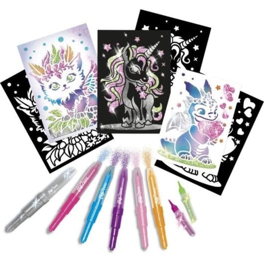 Lansay Blopens X-tra Glitter Creatures Set De Arte Con 6 Blopens Y Pochores Reutilizables (unicornio, Dragón Y Más)