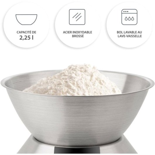 Báscula De Cocina Digital Ade Hanna Con Cuenco De Acero Inoxidable 2,25 L Extraíble, Capacidad 5 Kg Y Precisión 1 G, Pantalla Lcd Retroiluminada Azul, Función Tara Y Unidades