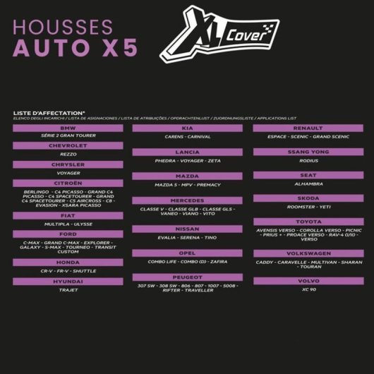 Kit Fundas Asiento Xlc/xl Cover Universal 5 Piezas Negro Con Acolchado Gris, Airbag E Isofix Compatible Para Monovolúmenes