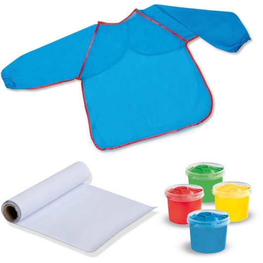 Ses Creative My First Kit De Pintura De Dedos Con Delantal, 4 Colores Lavables Y Hoja De Papel Enrollable, Desde 24 Meses, Unisex