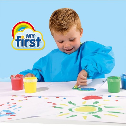 Ses Creative My First Kit De Pintura De Dedos Con Delantal, 4 Colores Lavables Y Hoja De Papel Enrollable, Desde 24 Meses, Unisex