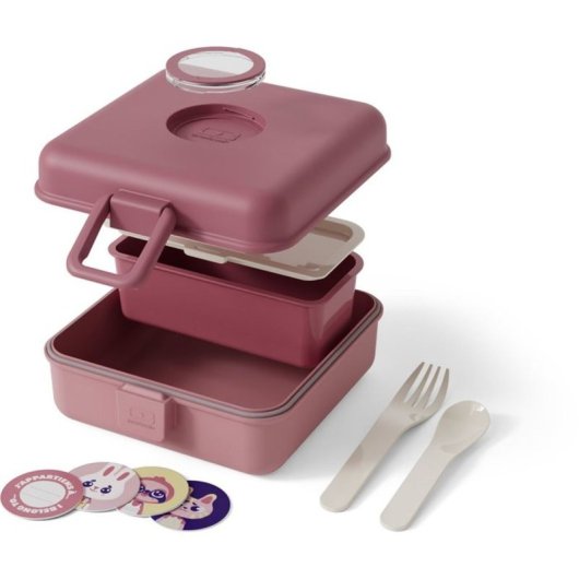 Monbento Snacky Ccon Caja Para Sándwich Infantil 850 Ml Rosa Blush Con Cubiertos Integrados