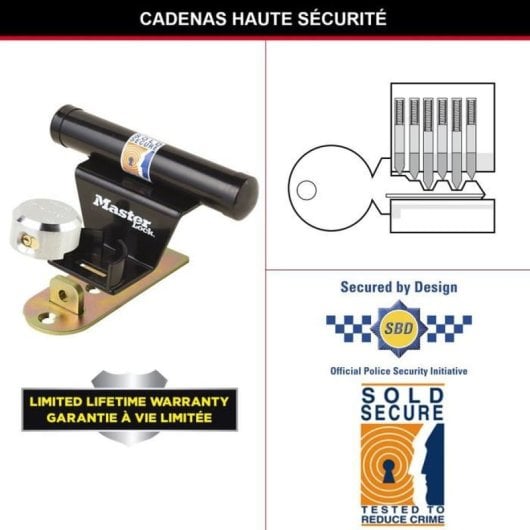 Cadenas Master Lock 1488EURDAT 6 goupilles Acier Extérieur Garage