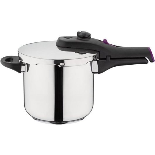 Olla A Presión Gsw Rapid 4 L De Acero Inoxidable 18 Cm, Apta Para Inducción, Thermoboden, Cierre Con Bloqueo Y 2 Niveles De Cocción