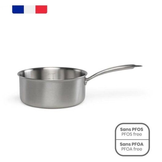 Livoo Mep161 Cazoleta 20 Cm De Acero Inoxidable Triply, 3 Capas 18/10 + Aluminio + 403, Asas Remachadas Resistentes Al Calor, Marcas Interiores Y Compatible Con Inducción