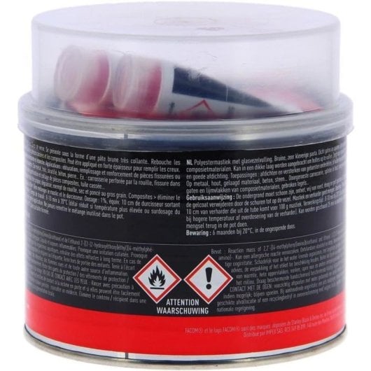 Facom Mastic De Reparación De Poliéster Reforzado Con Fibra De Vidrio 600 G Marrón, Anti-corrosión Y Anti-gravillons, Relleno Y Unión En Metal, Madera, Composites, Hormigón Y Piedra