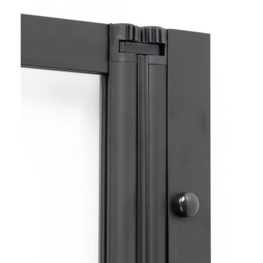 Gelco Lexia Mampara De Baño Plegable De 4 Paneles Negro 110 X 140 Cm, Cristal Transparente En Marcos, Reversible, Instalación Colgable, Perfiles Y Tornillería