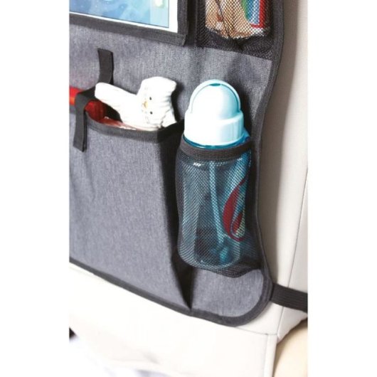 Tineo Organizador Universal Para Respaldo De Coche Negro Con Bolsillo Para Tablet Con Pantalla Táctil Y Múltiples Compartimentos De Malla (53 X 43 Cm)