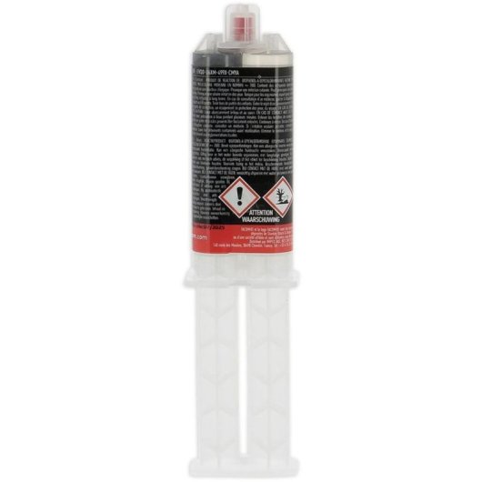 Facom Resina Epoxi Bicomponente Con Partículas De Aluminio En Jeringa 28 G, Para Reparar Y Rellenar Metal Y Otras Superficies, Con Punta Mezcladora Y Tapón Reutilizable