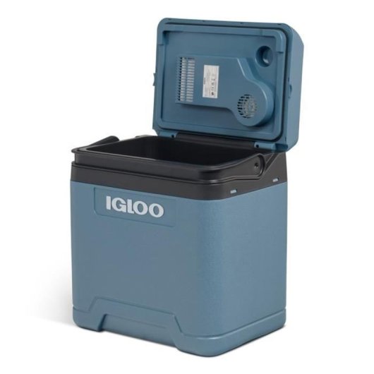 Igloo Electric Cooler 12v Ie27 27l Azul Moderno, Refrigeración Peltier, Aislamiento Pu, Tapa Abatible Con Junta, 37 Db, 12v Mechero