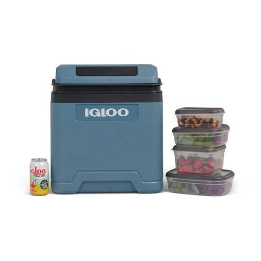 Igloo Electric Cooler 12v Ie27 27l Azul Moderno, Refrigeración Peltier, Aislamiento Pu, Tapa Abatible Con Junta, 37 Db, 12v Mechero