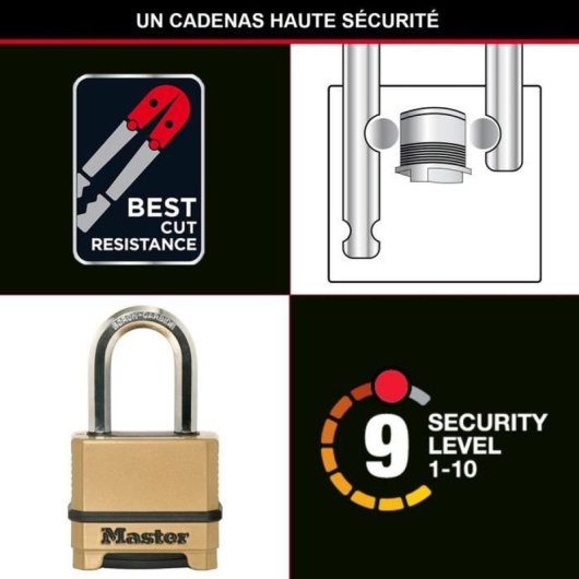 Lucchetto Master Lock M175EURDLF Zinc 56 mm Arco 9 mm Tough-Cut Esterno