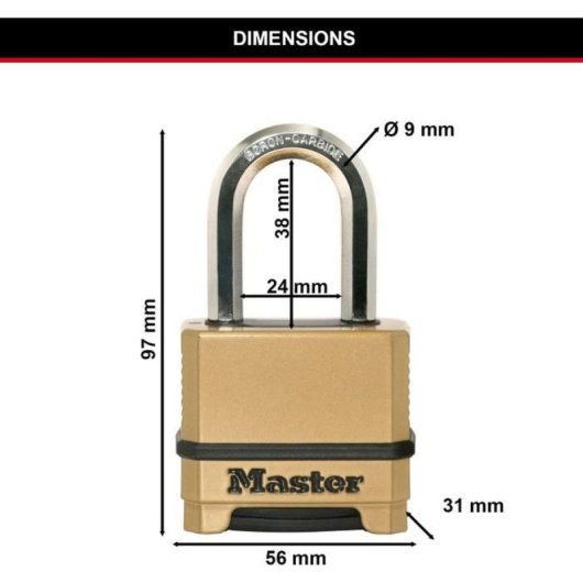 Lucchetto Master Lock M175EURDLF Zinc 56 mm Arco 9 mm Tough-Cut Esterno