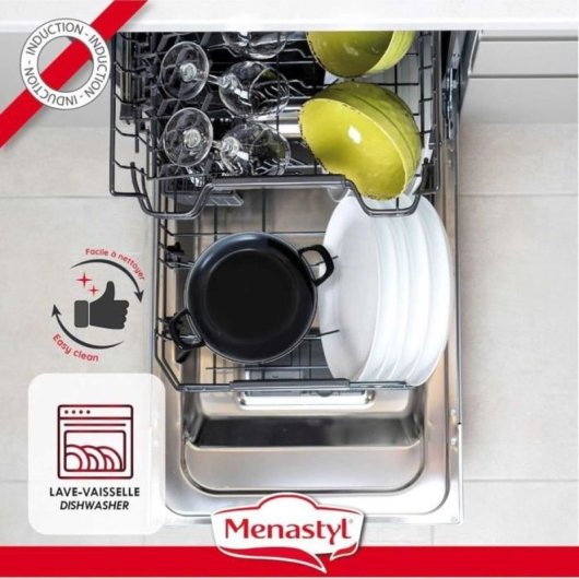 Thekitchenette Olla Para Mejillones De Esmaltado Negro 2,7 L Con Tapa Reversible, Compatible Con Placas De Inducción, Apta Para Lavavajillas