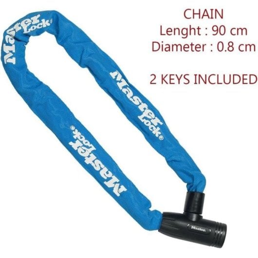 Antivol Master Lock Chaîne Acier Cémenté 9 mm 90 cm Bleu