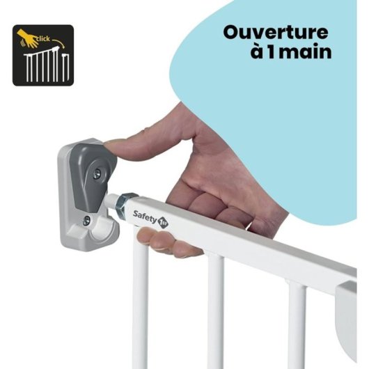 Safety 1st Wall-fix Extending Barrera De Seguridad Metálica De Fijación A Pared 62–102 Cm Blanca, Portillón Para Puertas Y Escaleras, Apertura De Una Mano En 1930:2011