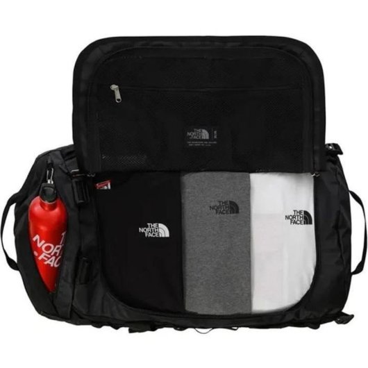 The North Face Base Camp Duffel M 71l Negro/blanco, Bolsa De Viaje Y Multisport Con Poliéster Reciclado 1000d Y Asas Acolchadas, Correas De Compresión Y Compartimento Separado