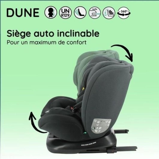 Nania Dune I-size Asiento Coche 360° Giratorio Isofix + Top Tether 40-150 Cm (0-12 Años) Reclinable, Arnés 5 Puntos, Protección Lateral, Multicolor