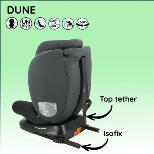 Nania Dune I-size Asiento Coche 360° Giratorio Isofix + Top Tether 40-150 Cm (0-12 Años) Reclinable, Arnés 5 Puntos, Protección Lateral, Multicolor