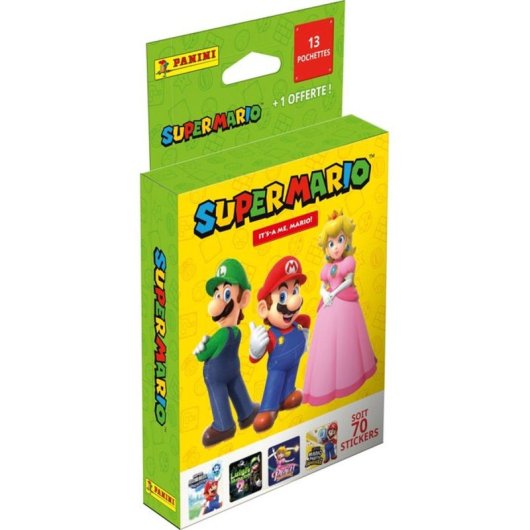 Panini Super Mario 2 Blister 13 Packs + 1 Pack Gratis (70 Stickers) Con Póster, Coleccionables Oficiales